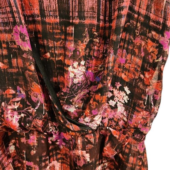 Bisou Bisou Floral Plaid Sleeveless Top Blouse XL Red Black - Picture 3 of 4